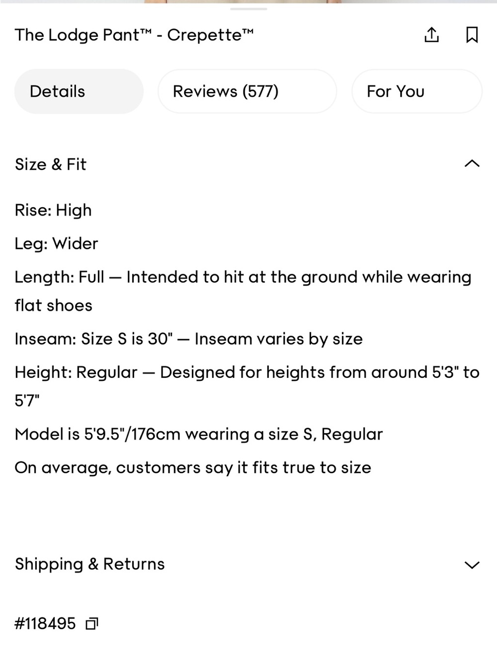 Aritzia NWOT The Lodge Pant Light Crepette Birch Size Medium - Picture 15 of 15
